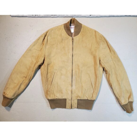 Vtg ORVIS Brown Suede Leather Bomber Jacket | Made in USA | 42L Long - Picture 2 of 11